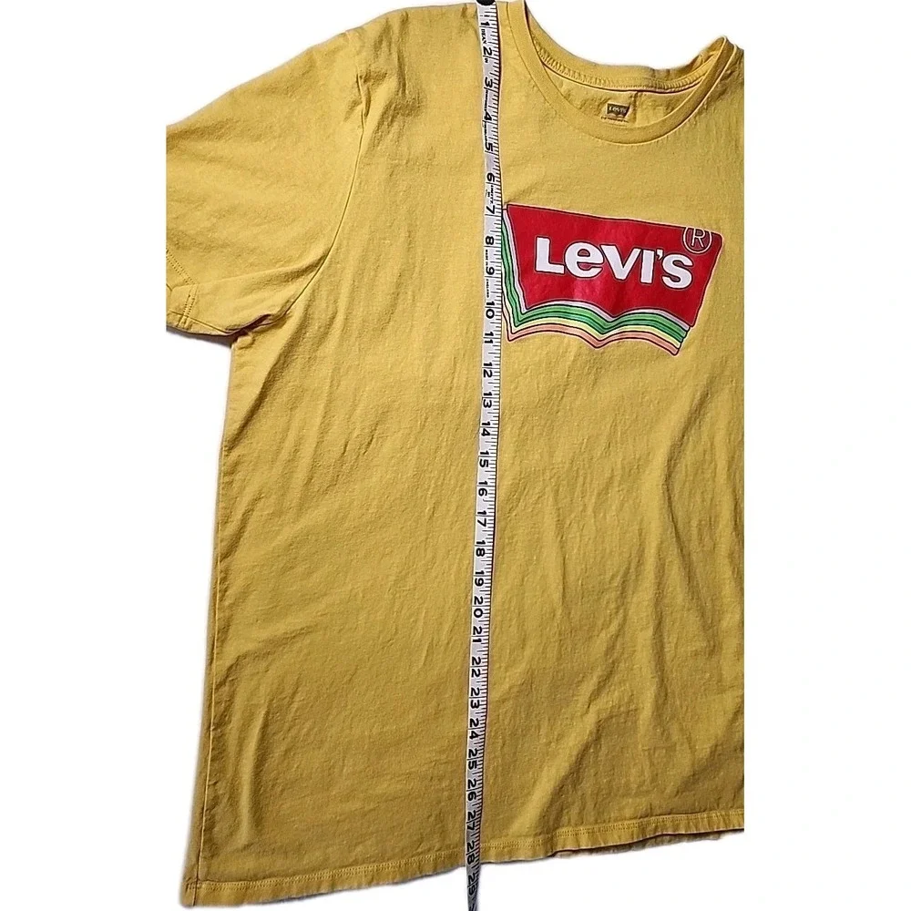 VTG Y2K Levi's 3XL 100% Cotton YELLOW Multicolor Logo Box Tee Short Sleeve Retro